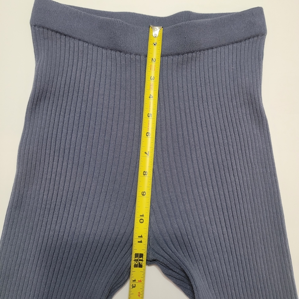 Zara Ribbed Knit Flare Pants - Blue Gray Size M - Picture 7 of 9
